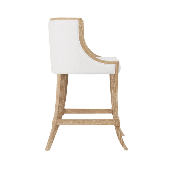 Karis Cerused Oak Counter Stool Klismos curved legs