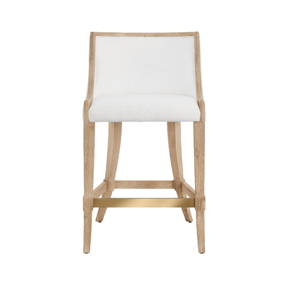 Karis Cerused Oak Counter Stool white performance fabric