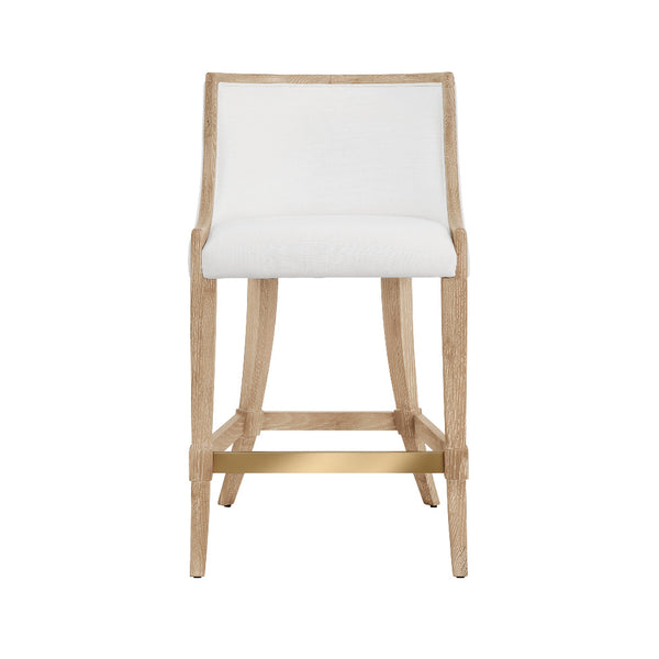 Karis Cerused Oak Counter Stool white performance fabric