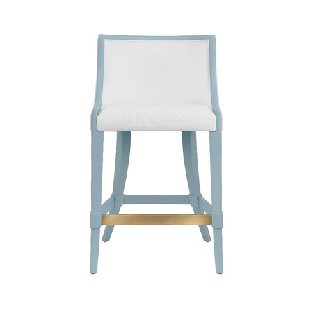 Karis Light Blue Counter Stool - white performance fabric