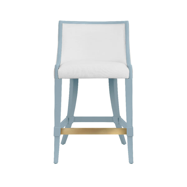 Karis Light Blue Counter Stool - white performance fabric