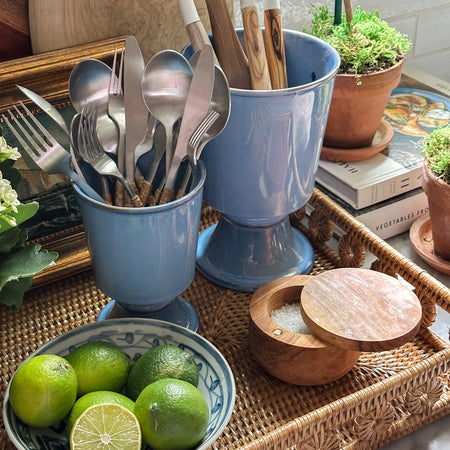 Kirby Chambray Footed Cachepots