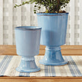 Kirby Chambray Footed Cachepots styled with greenery
