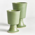 Kirby Green Stoneware Footed Cachepots - set of two