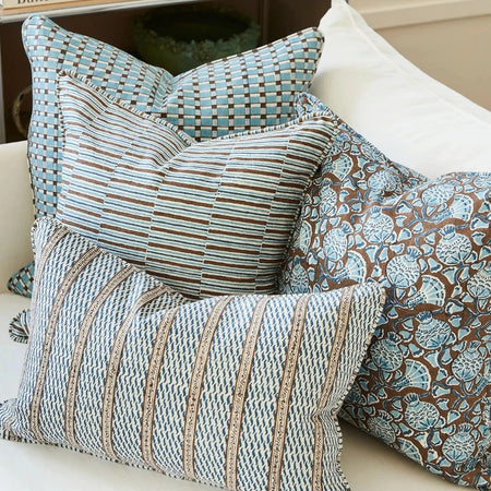 Kos Cocoa Pillow Cover styled on sofa