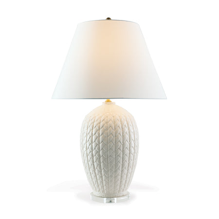 Basketweave Ivory Table Lamp