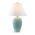 Basketweave Celadon Table Lamp with tapered shade