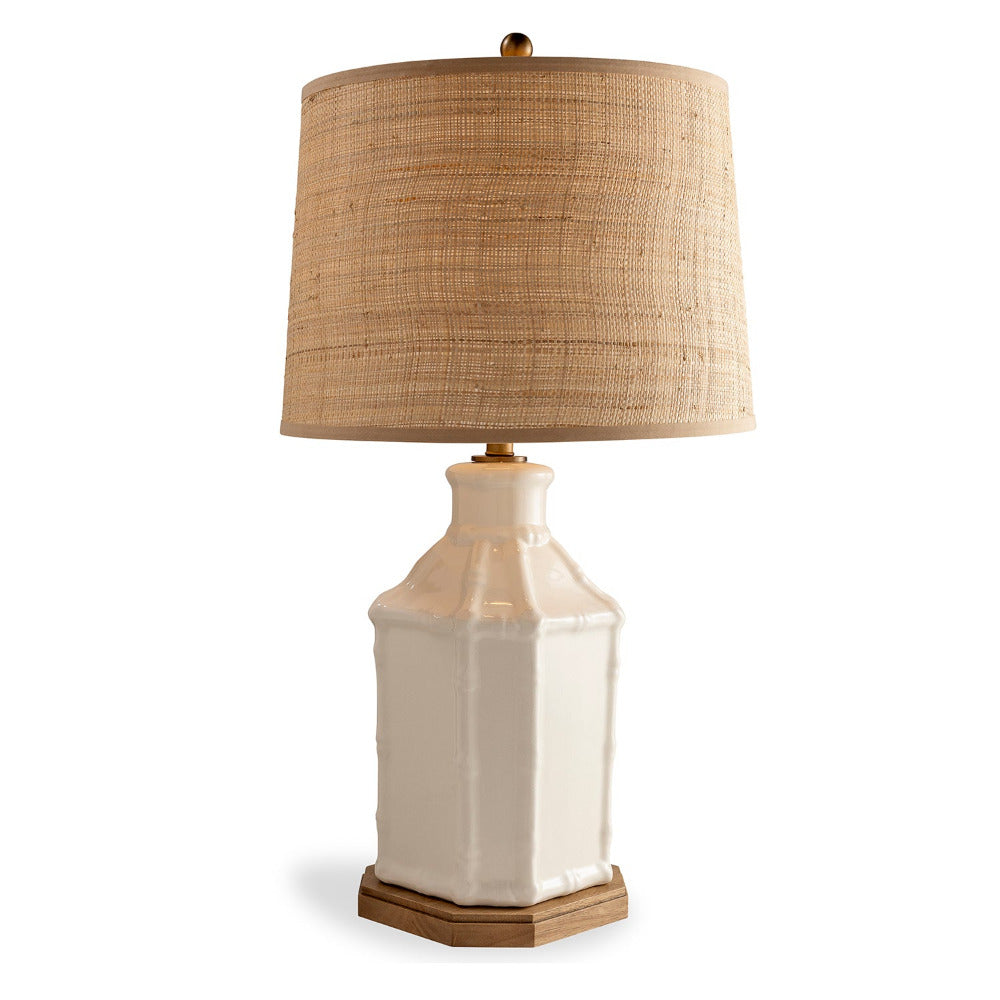 Amelia Cream Table Lamp with Raffia Drum Shade
