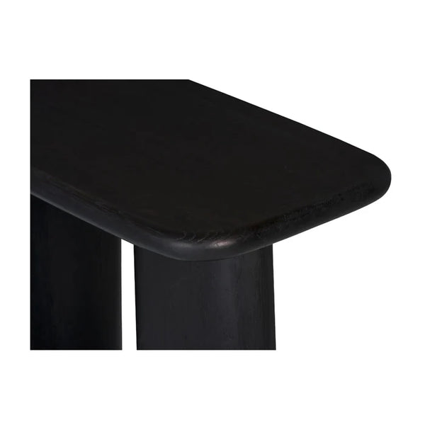 Aliso Charcoal Black Modern Console Table top details
