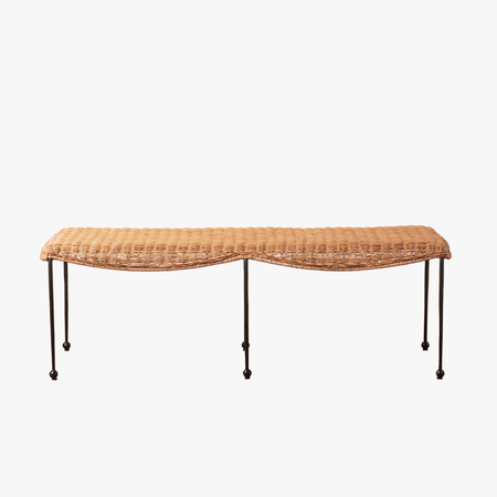 Lacoste Bench - iron and woven rattan