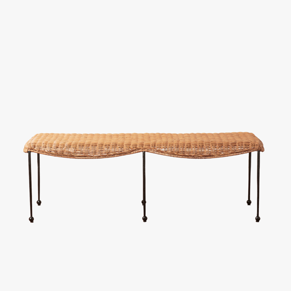 Lacoste Bench - iron and woven rattan