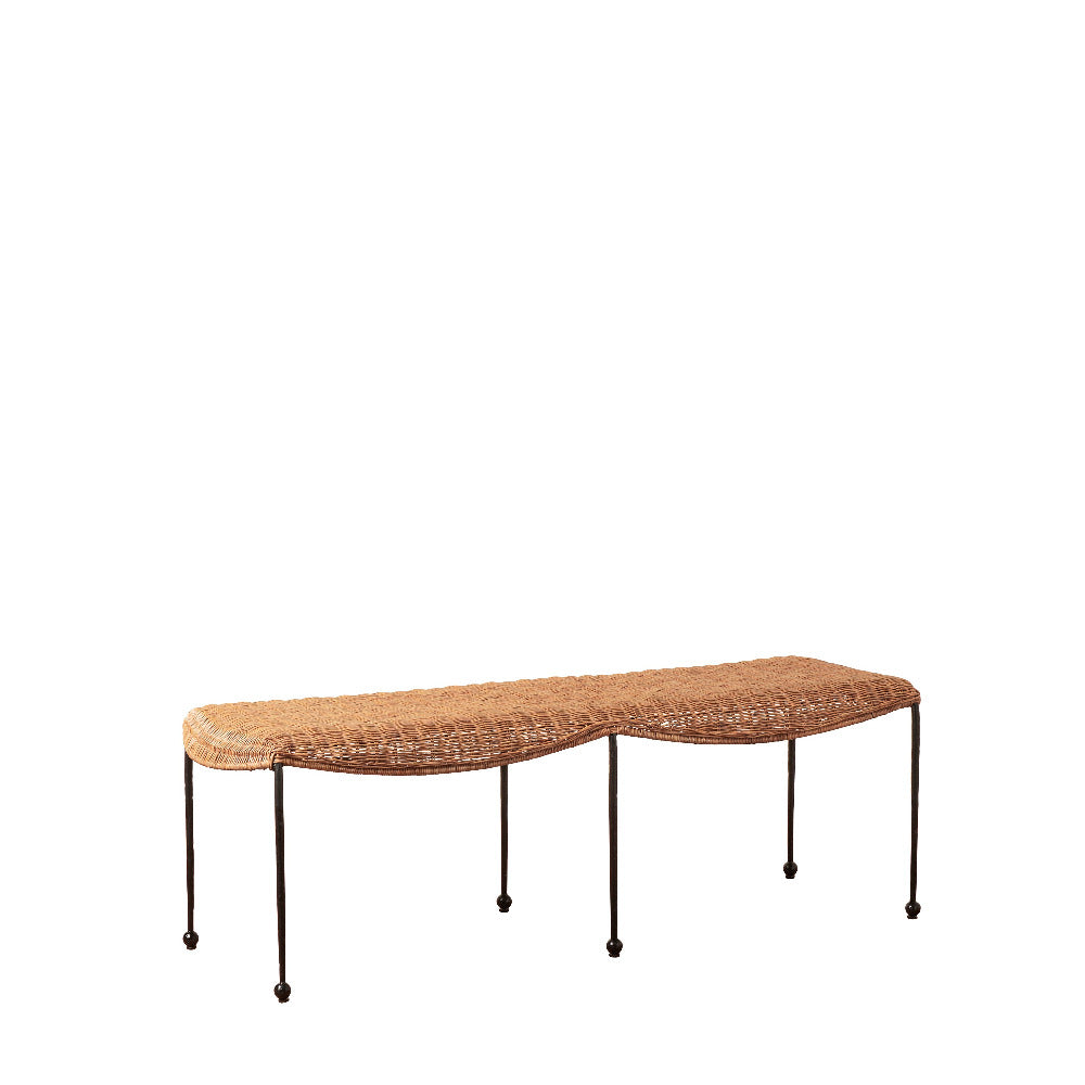 Lacoste Rattan Bench - angle view