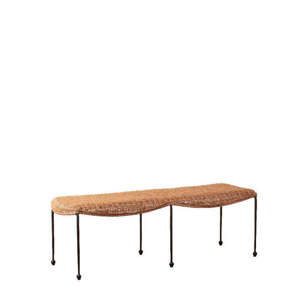 Lacoste Rattan Bench - angle view