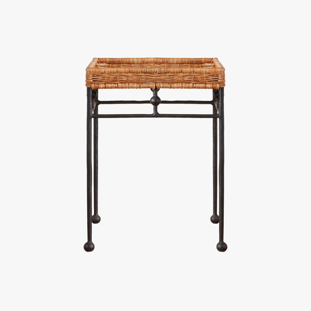 Lacoste Side Table - woven rattan and iron