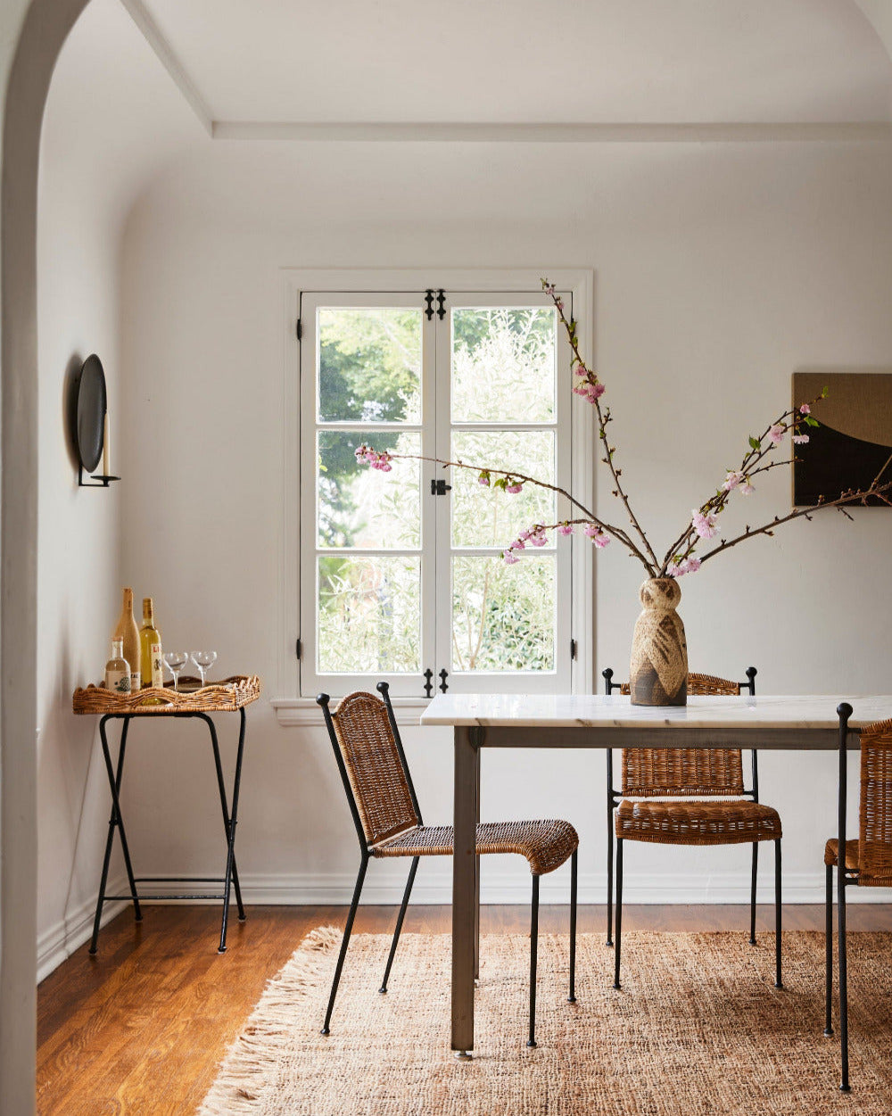 Lacoste Wicker Side Chairs styled in dining room