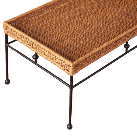 Lacoste Woven Rattan Coffee Table corner closeup