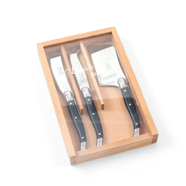 Laguiole Black Cheese Knife Gift Set - Made in France