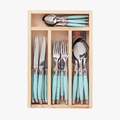 Laguiole Pale Turquoise Flatware in wood box - 24 pcs