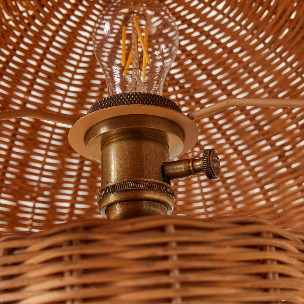 Lanai Woven Rattan Table Lamp brass hardware