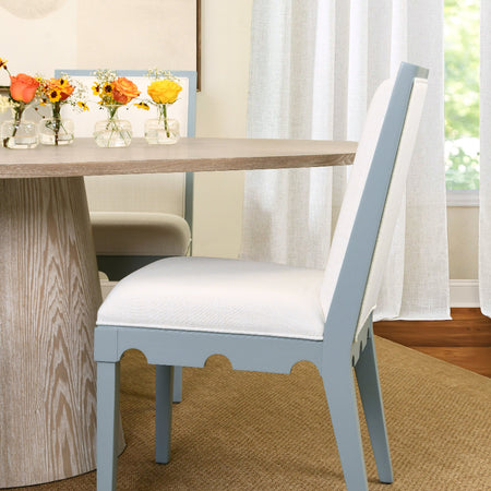 Lancaster Light Blue Chair styled in dining room