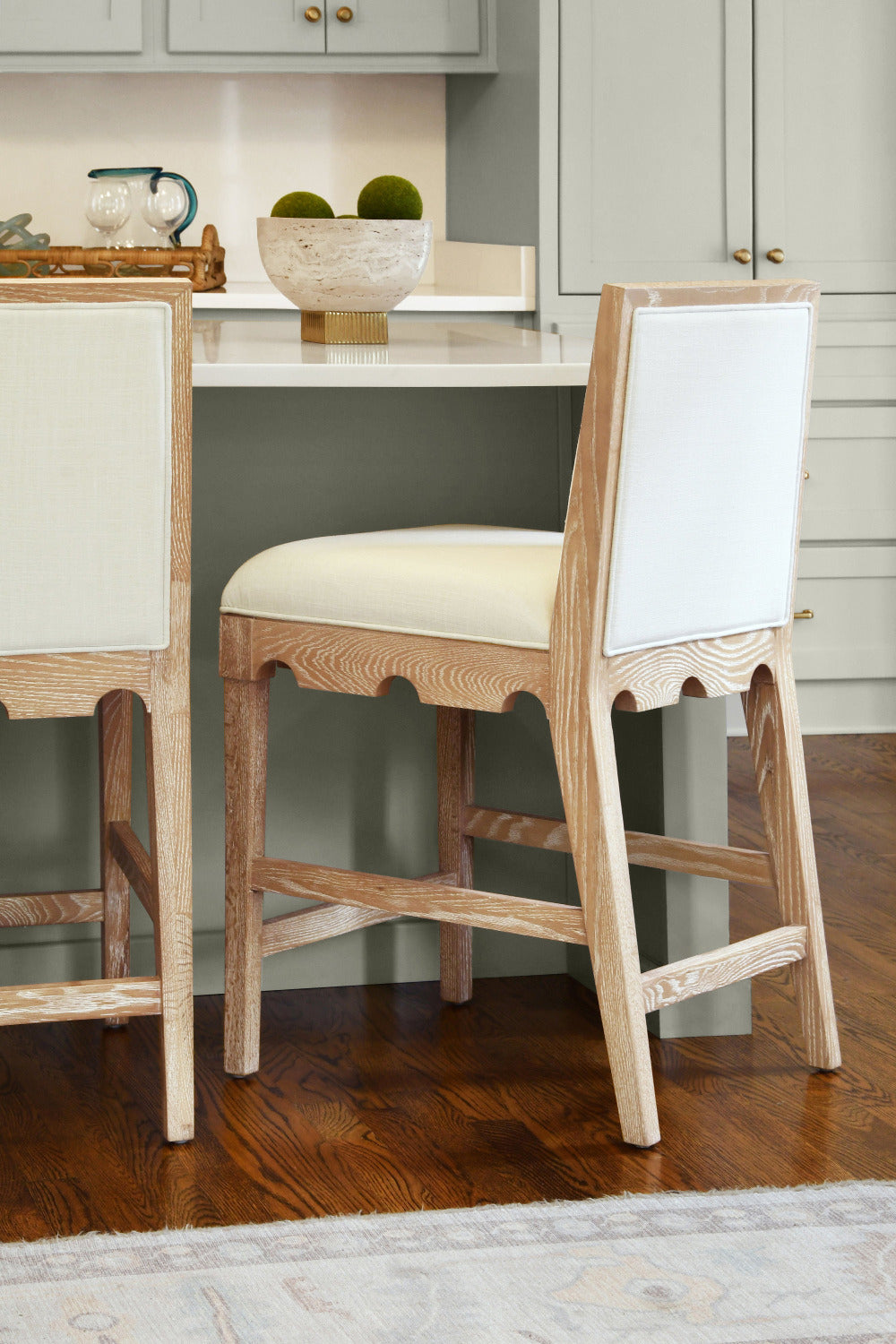 Lancaster Oak Counter Stools styled in kitchen