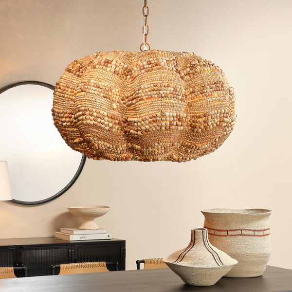 Large Natural Beaded Clamshell Chandelier