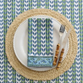 Larisa Blue and Green Block Print Napkins