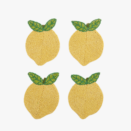 Lemon Beaded Drink Coaster Set