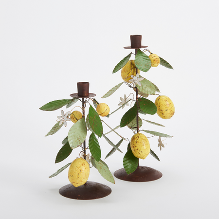 Lemon Taper Holders - Reproduction Toleware