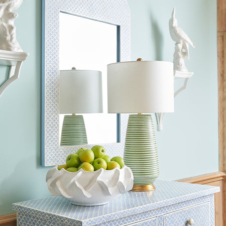Light Blue Crown Bone Inlay Mirror in entry
