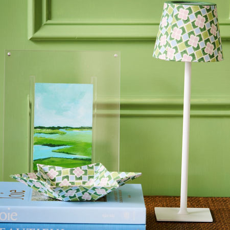 Lilac and Spring Green Star Trinket Bowl and cordless lamp shade