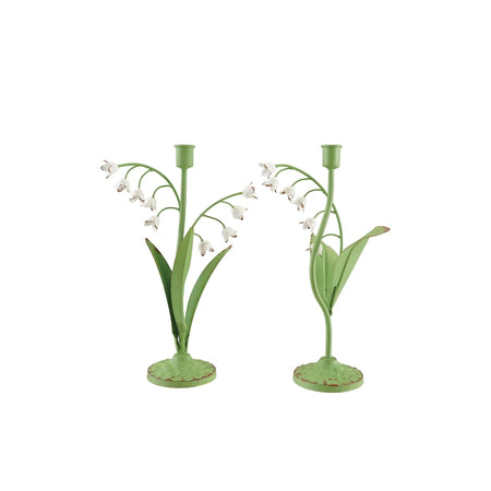 Lily of the Valley Taper Holders - set of two hand painted
