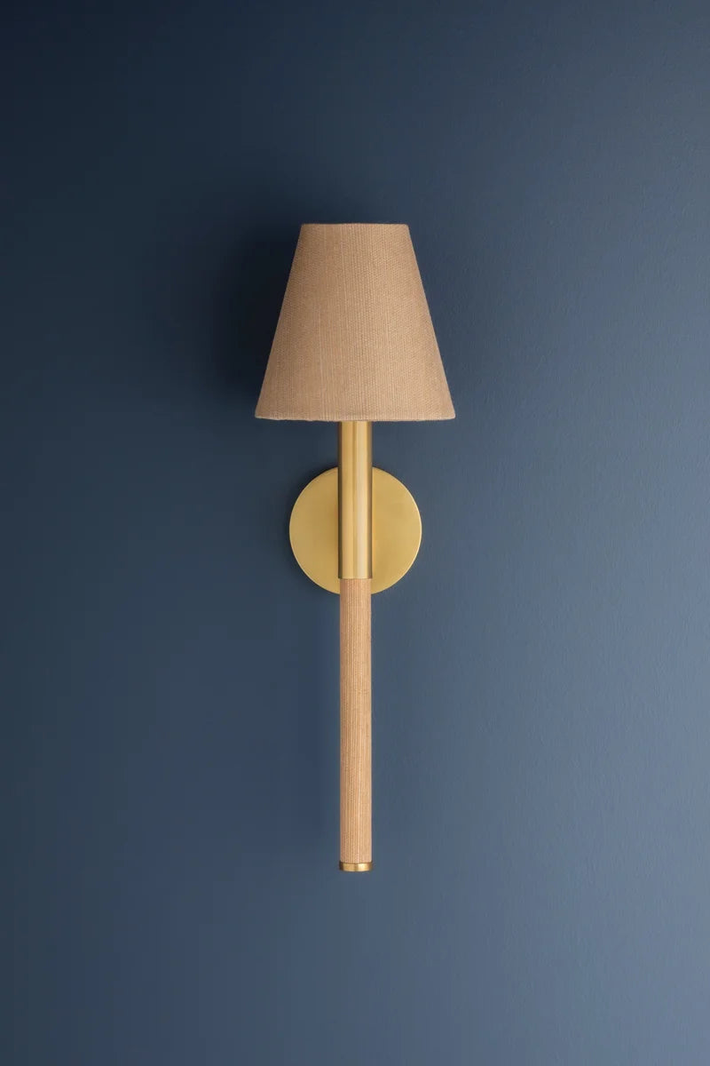 Lindenwood Wall Sconce with grasscloth shade
