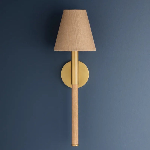 Lindenwood Wall Sconce with grasscloth shade
