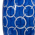 Linked Circles Blue  Garden Stool pattern closeup
