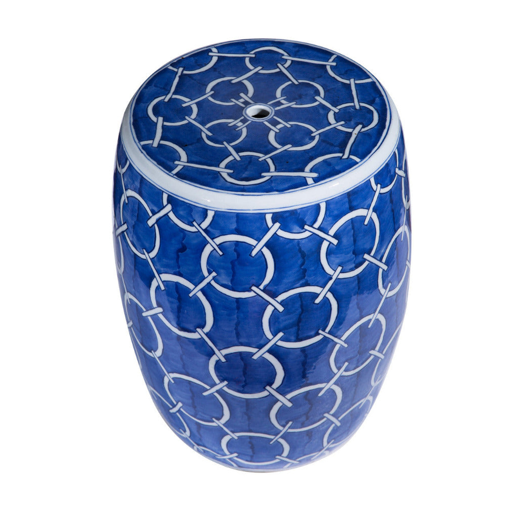 Linked Circles Blue  Garden Stool top view