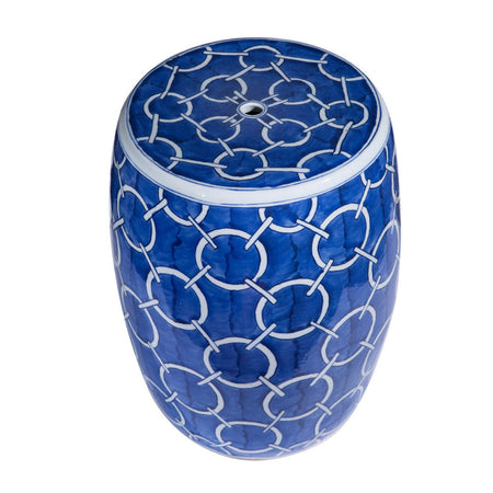 Linked Circles Blue  Garden Stool top view