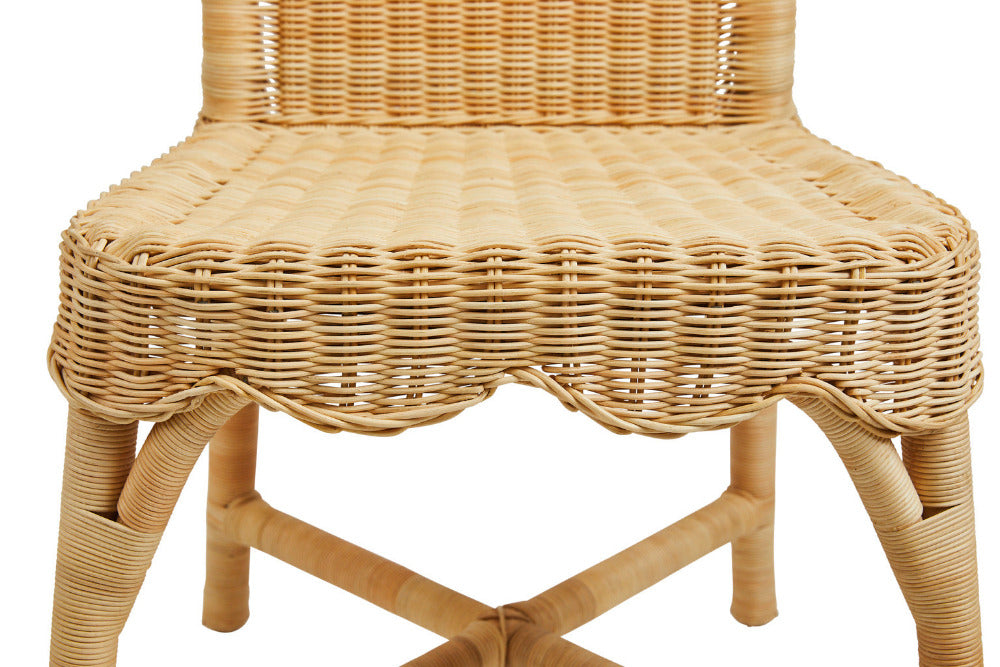 Linton Wicker Side Chair scalloped seat edge closeup
