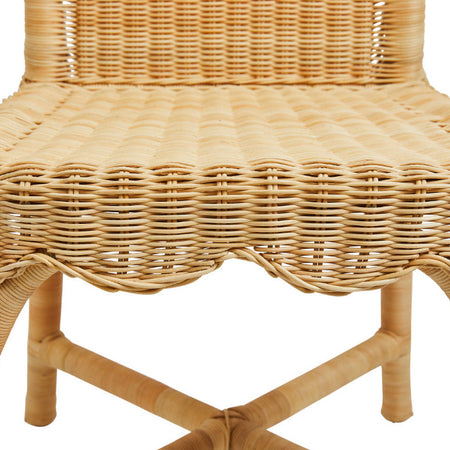 Linton Wicker Side Chair scalloped seat edge closeup