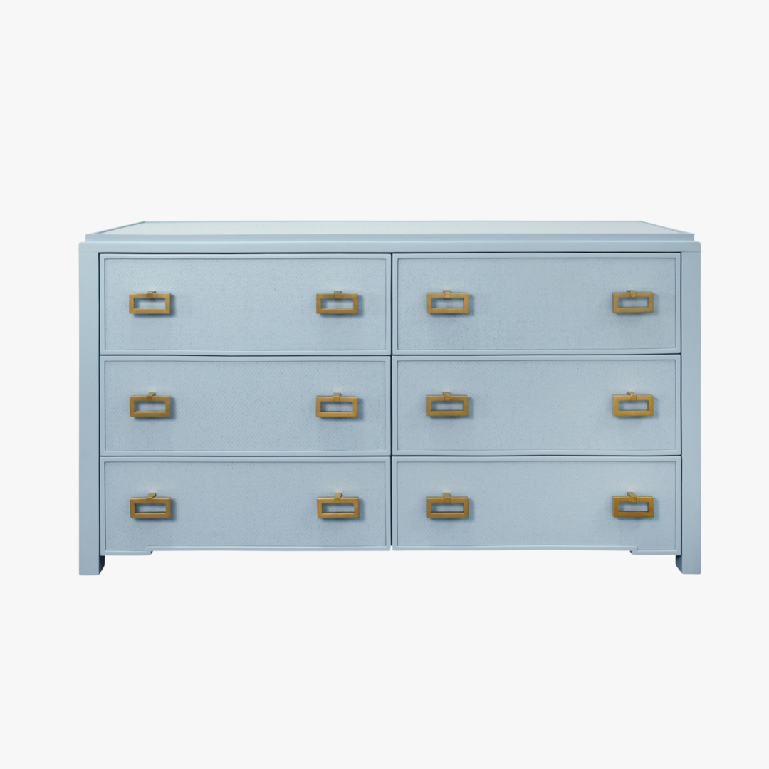 Litchfield Light Blue Grasscloth Double Dresser