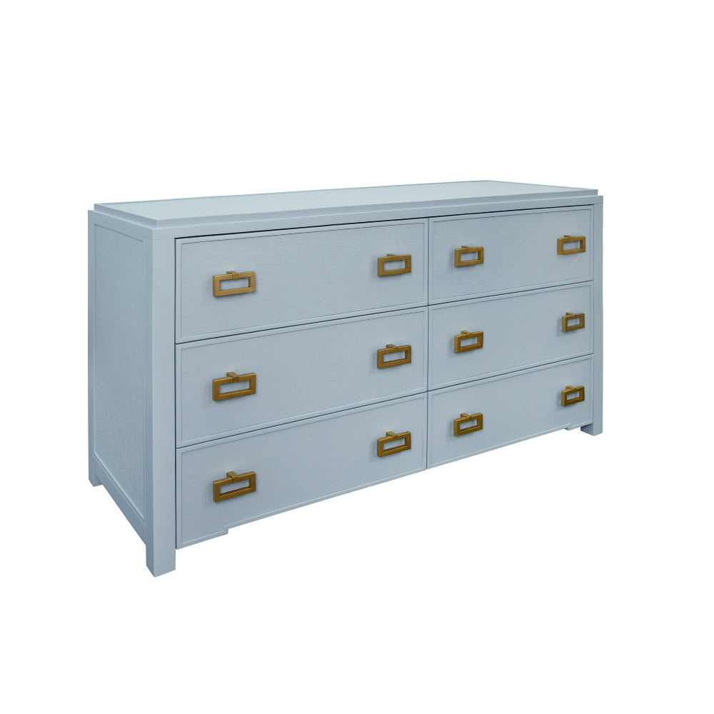 Litchfield Light Blue Grasscloth Dresser angle view