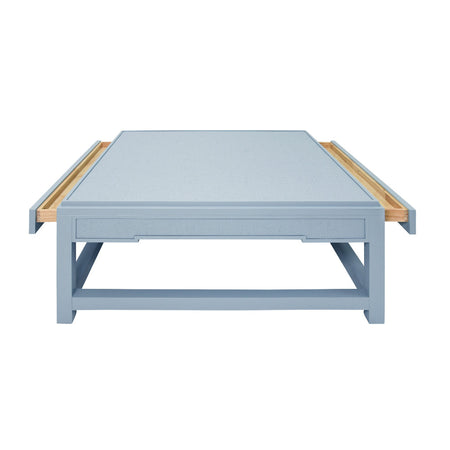 Litchfield Light Blue Matte Lacquer Coffee Table - two drawers