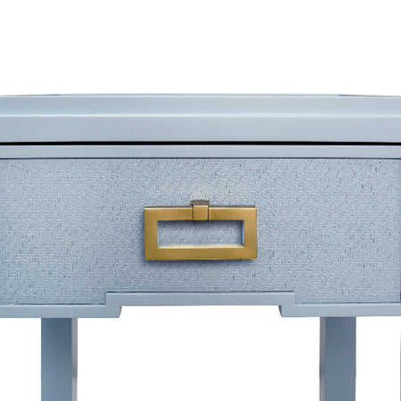 Litchfield Light Blue Matte Lacquer Side Table - brass hardware