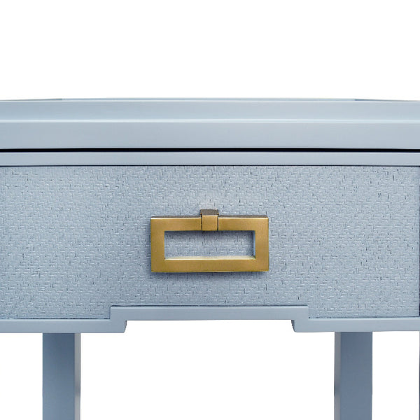 Litchfield Light Blue Matte Lacquer Side Table - brass hardware