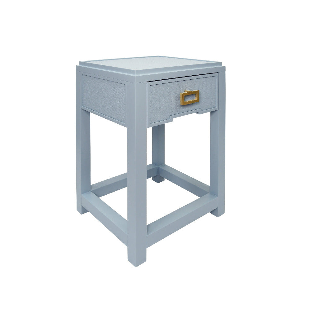 Litchfield Light Blue Matte Lacquer Side Table angle view