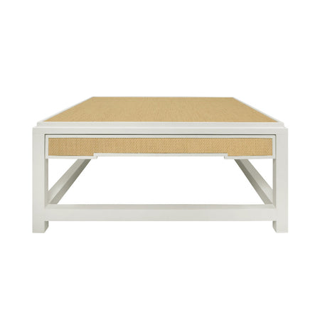 Litchfield Natural Grasscloth Coffee Table - hidden drawers