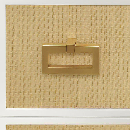 Litchfield Natural Grasscloth Nightstand - gold hardware closeup