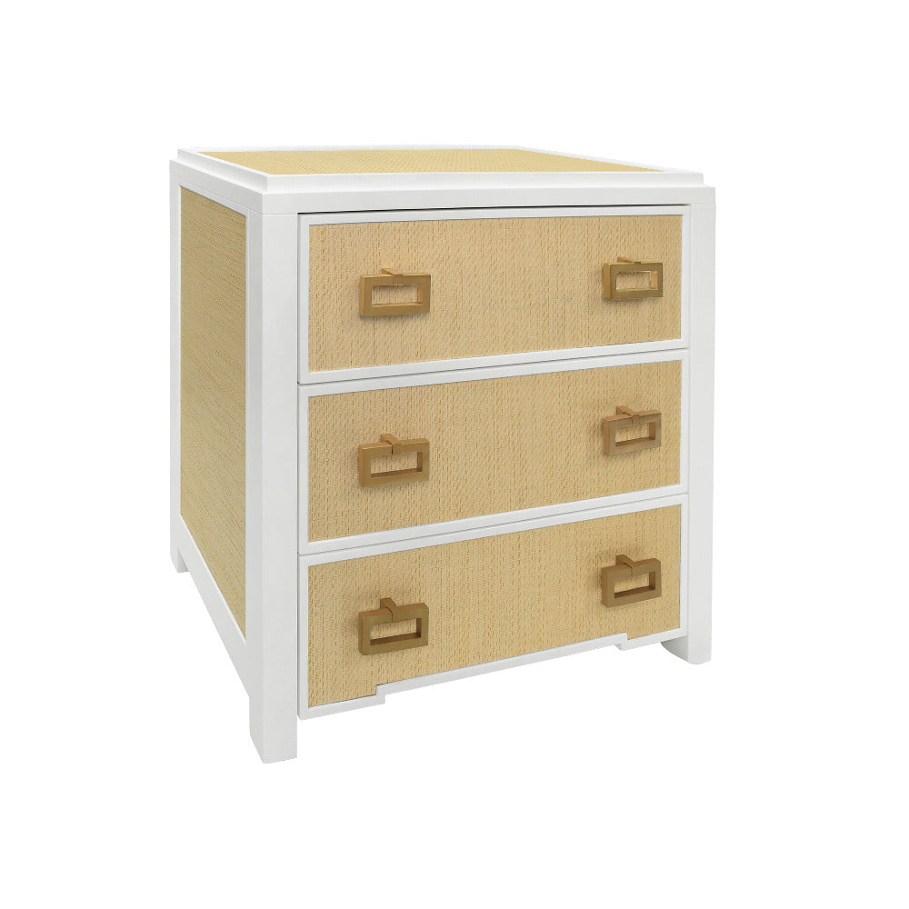 Litchfield Natural Grasscloth and White Lacquer Nightstand