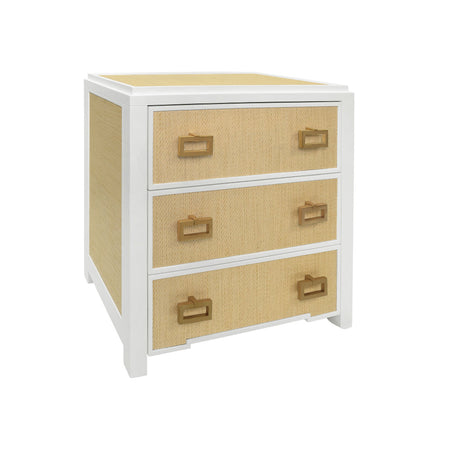 Litchfield Natural Grasscloth and White Lacquer Nightstand
