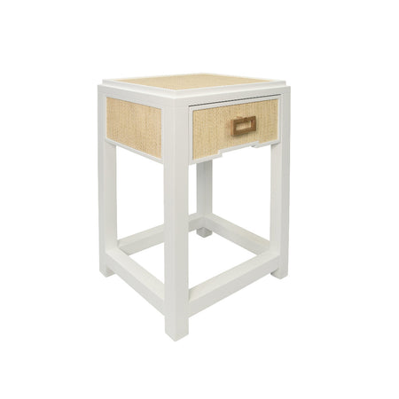 Litchfield Natural Side Table - grasscloth panels